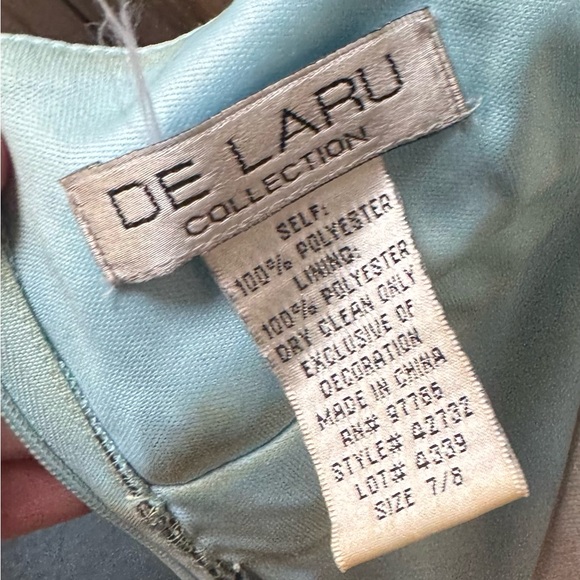 Deep Blue Dress with Teal Beaded Accents - Picture 7 of 10